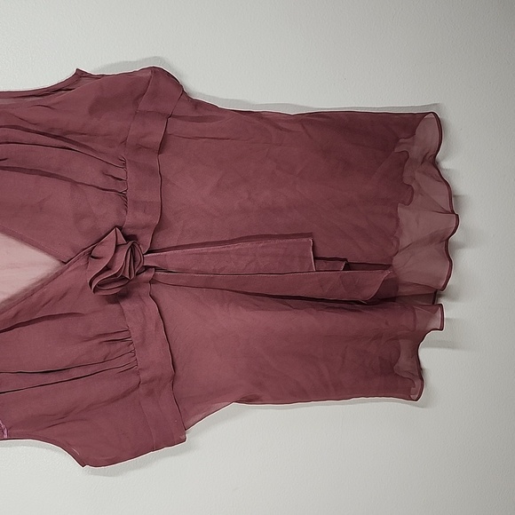Spiegel 100% Silk Deep Mauve Rossette sheer Tank Top Y2K coquette girl womens 18 - Picture 3 of 7